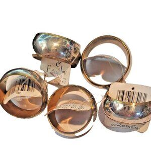 Napkin Rings Kemp & Beatley Set of 5 Silver and Gold color Round 1  1/2" x 3/4"